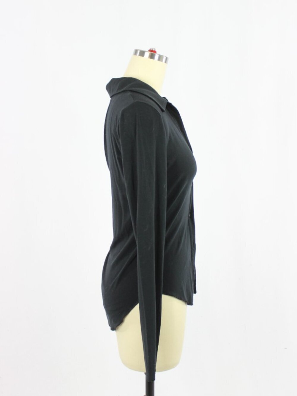 Aritzia WILFRED Pose Black Lyocell Jersey Button Front Shirt, Size XS - Picture 2 of 16